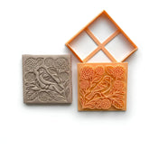 Kuş ve Ortanca Buketi Kare Karo Kesici ve Mühür Seti - 10 cm