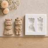 İkili Gelin Damat Kedi Silikon Kalıbı