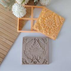 Büyük Osmanlı Lale Motifli Seramik Baskı Damgası ve Kesici Set - 14 cm