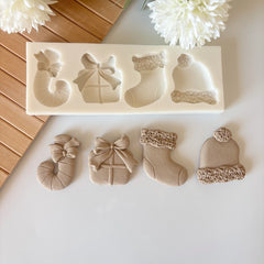 4’lü Yılbaşı Temalı Silikon Kalıp – 4 cm Figürler | Hediye, Çorap, Şeker ve Bere