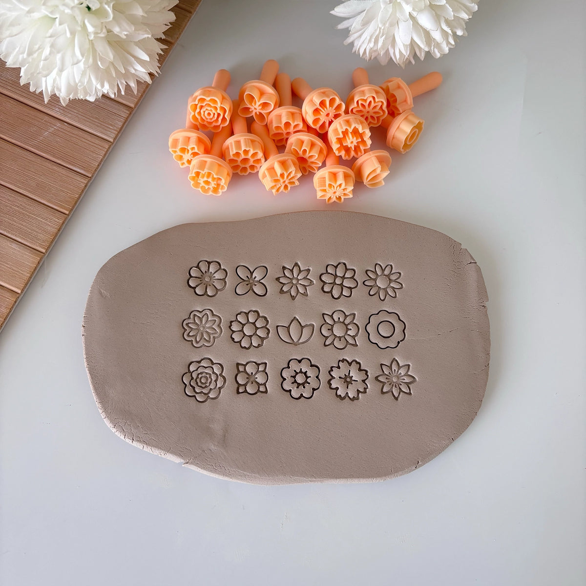 15 Parçalı Mini Papatya Çiçek Stamp (Damga) Seti