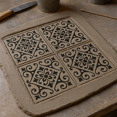 Osmanlı Motifli Seramik Karo Stamp & Kesici – 20x20 cm