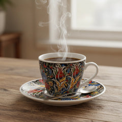 Sır Altı Çini Dekal Kahve Fincanı Seti - KLPDKL041