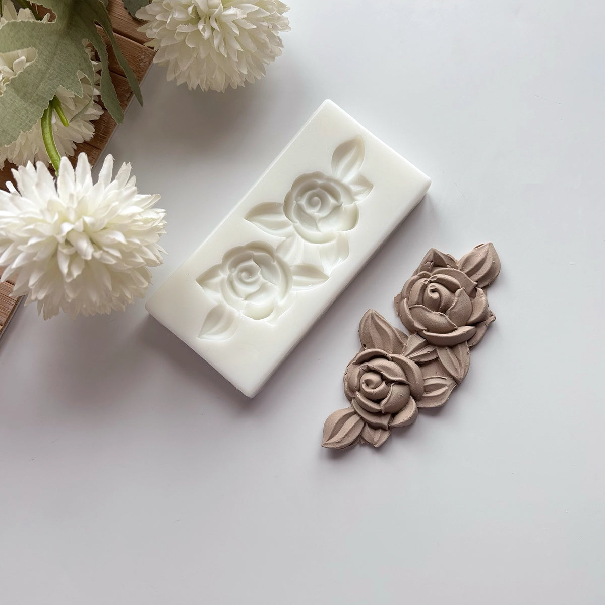 İkili Gül Silikon Kalıp - 10.5 cm