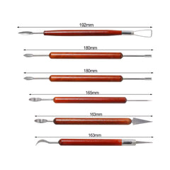 6'lı Profesyonel Seramik ve Modelaj Seti - Çift Uçlu Detay Kalemleri