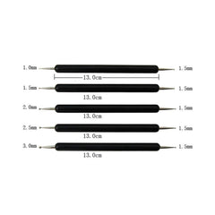 5 Parça Çift Uçlu Metal Top Ebeşuar Seti - Seramik, Kil ve Hamur Şekillendirme Kalemleri