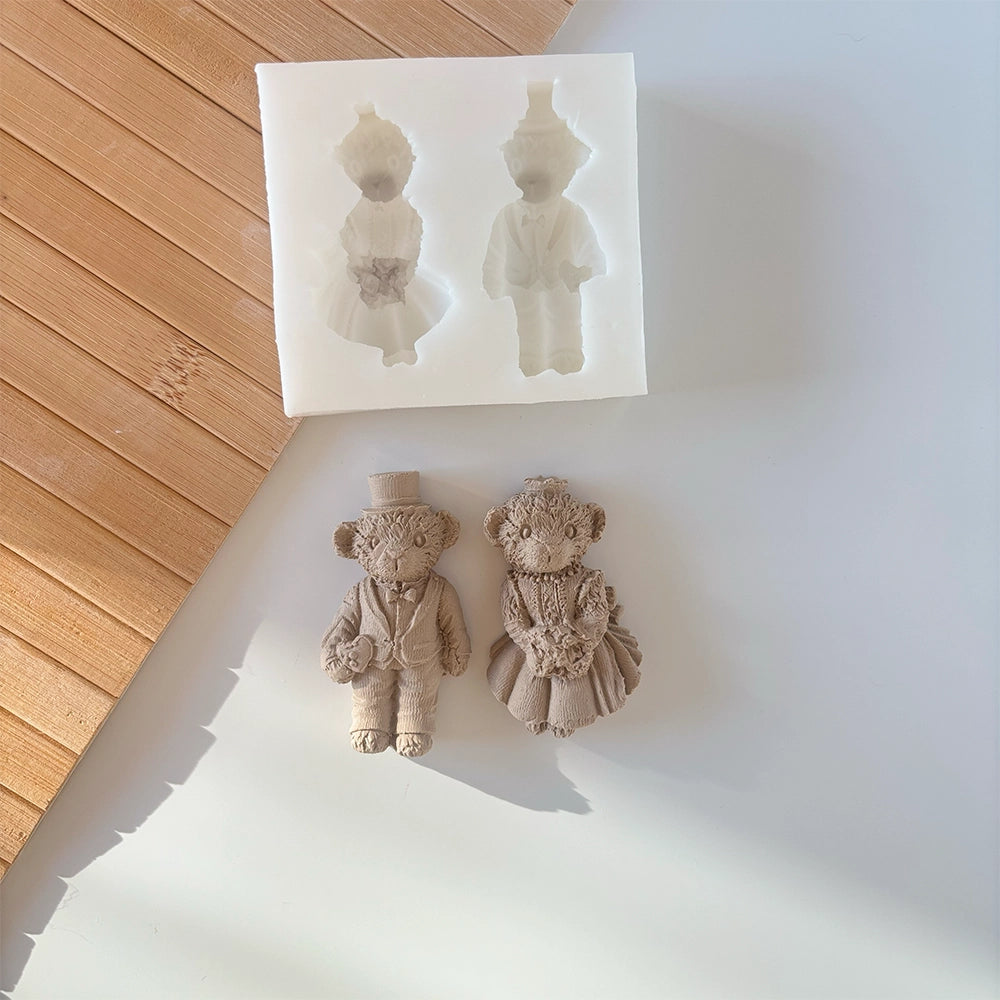 İkili Kız Erkek Teddy Silikon Kalıbı