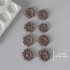 Mini Dahlia & Krizantem Çiçek Seti Silikon Kalıp – 2,5 cm
